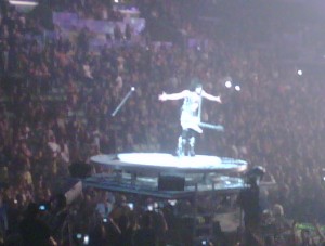 singing in the middle of the crowd