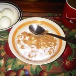 Fiber one, eggs and coffee