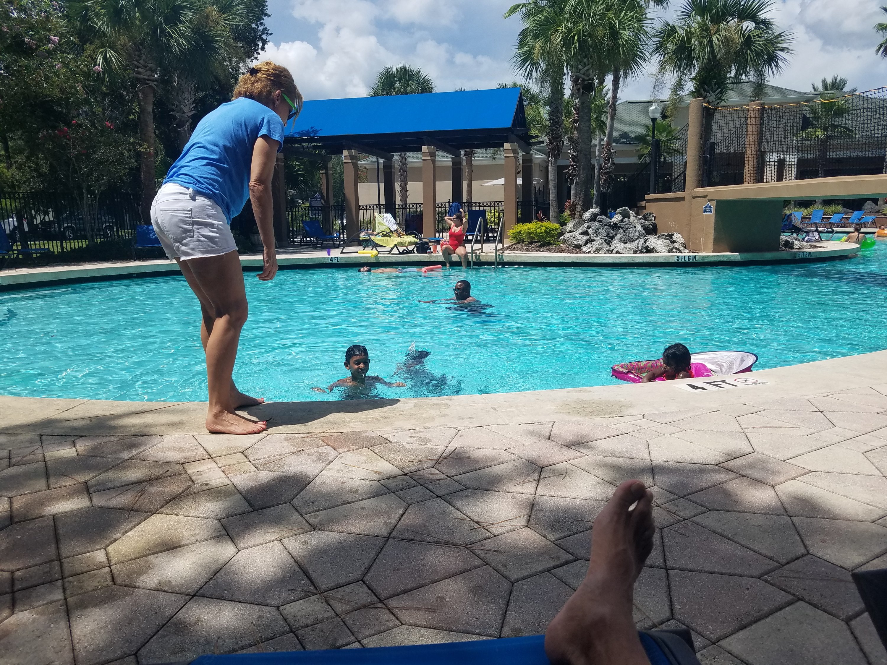 Having at the pool with the kids