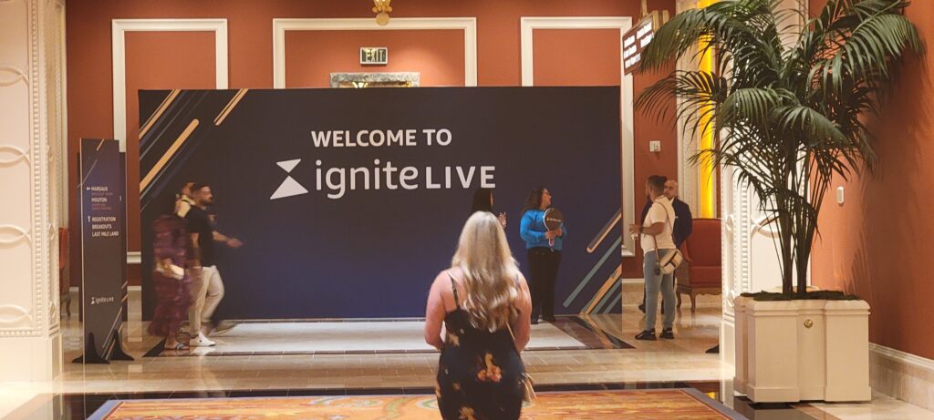 Welcome entrance at the Ignite Live event for Amazon DSPs in Las Vegas.